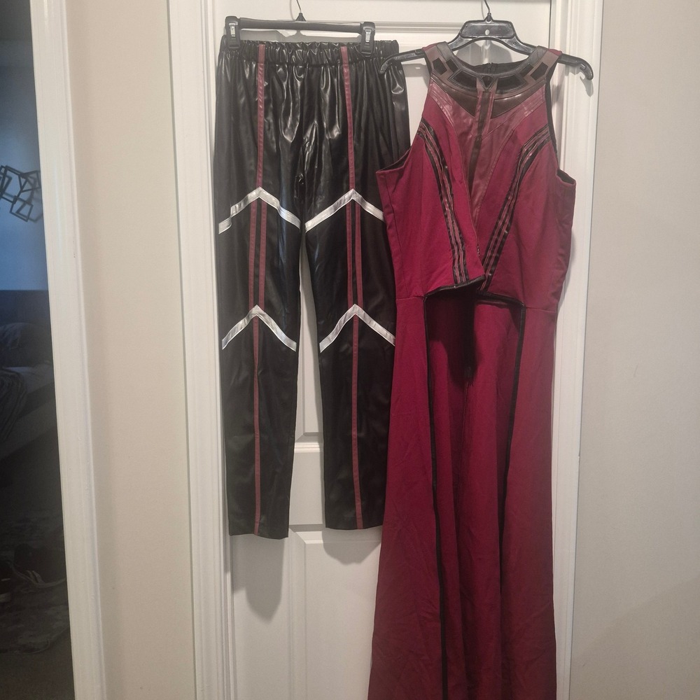 Scarlet Witch Wanda Maximoff Cosplay Costume Set Burgundy Tunic and Pants Womens
